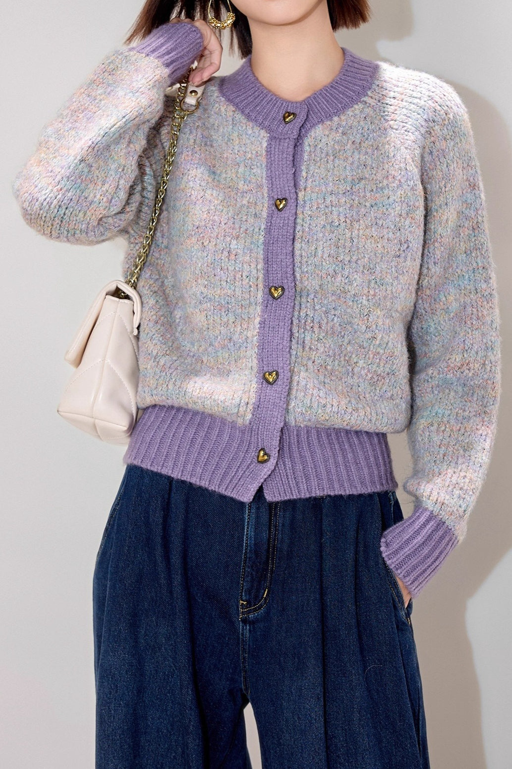 Tweed Color Block Cardigan