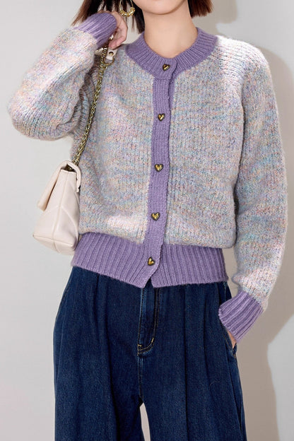 Tweed Color Block Cardigan