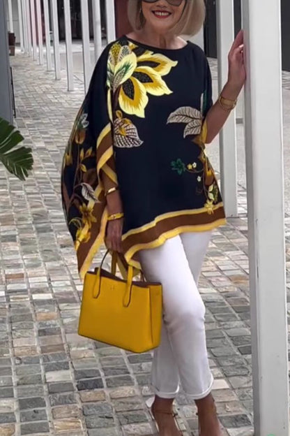 Unique Printed Casual Half Sleeve Loose Top