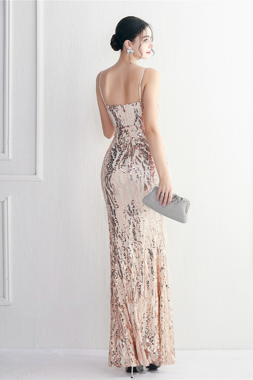 Intricate Beadwork Figure Hugging Gown Formal Dress
