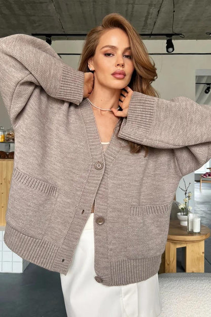 Loose Fit V Neck Cardigan Sweater