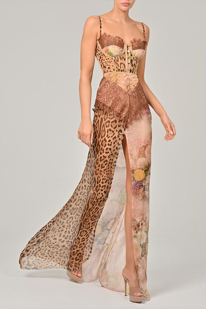 Chiffon Halter Neck Split Sling Boho Dress
