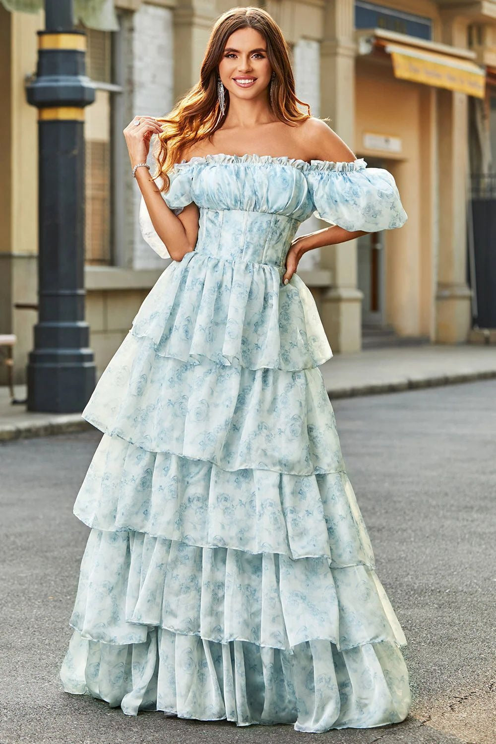 Ruffle Sleeve Tie Waist Floral Maxi Dress