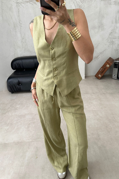 Casual Work Vest and Trousers Two-piece Set