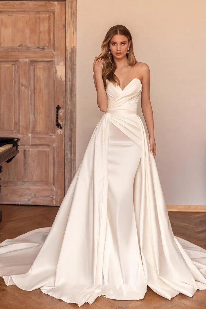 Detachable Train Strapless Bodycon Prom Dress
