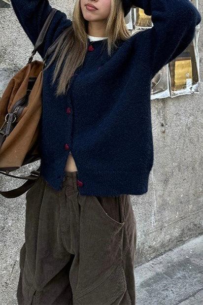 Vintage Loose Fit Round Neck Knit Sweater
