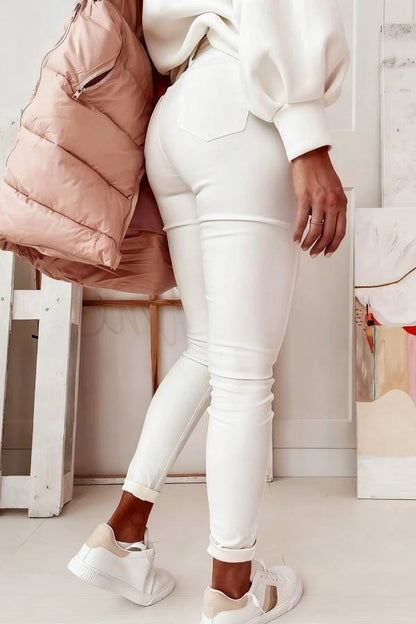 Rebel ecru waxed trousers