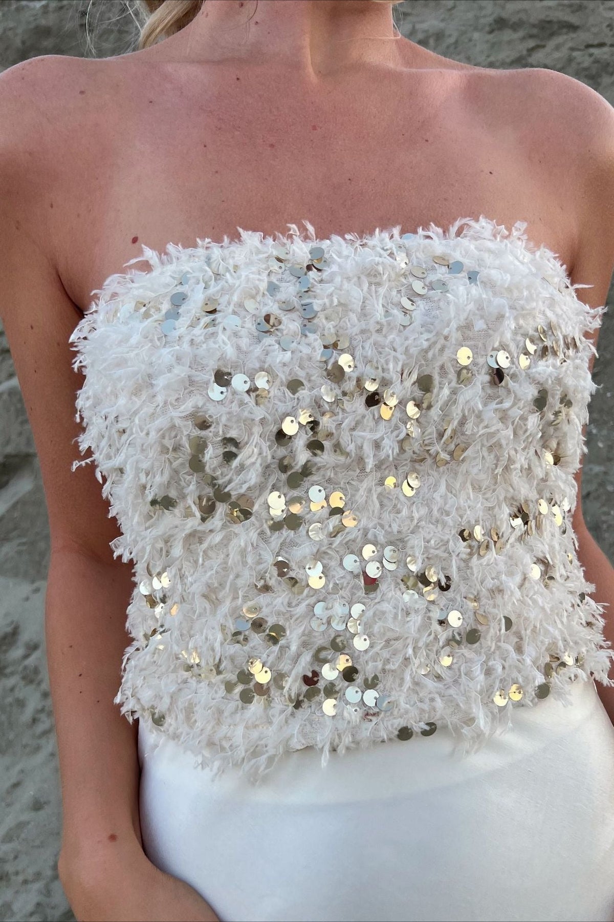 Sequin Fringe Bustier Tube Top