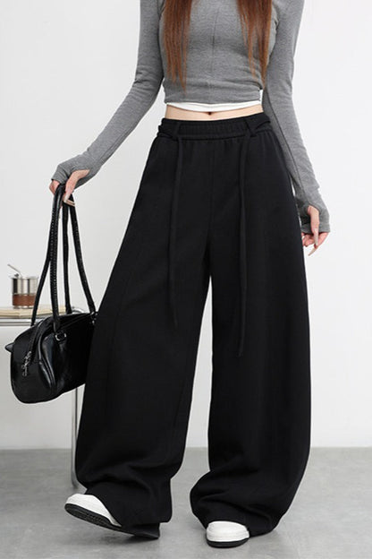 Fleece Lined Curved High Waist Knit Pants