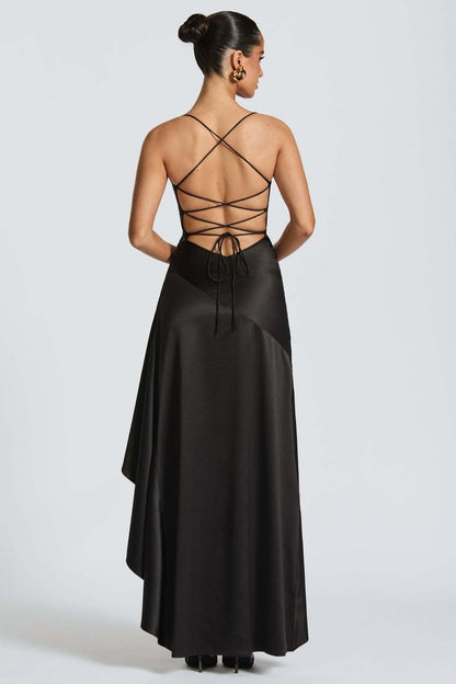Spaghetti Strap Backless Ruffle Prom Dress