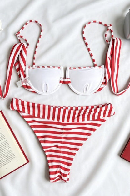 Minimalist Striped Underwire Bikini Set