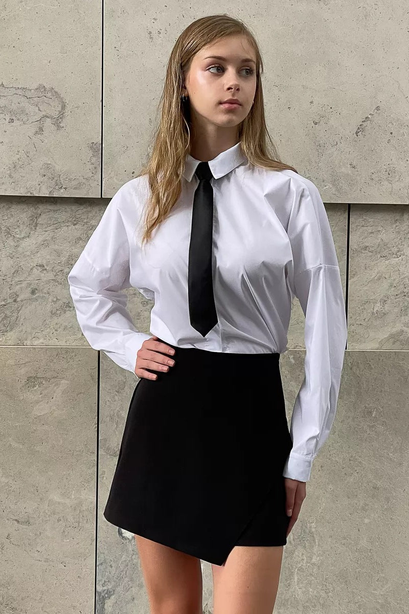 High Waist Asymmetric Slim Fit Casual Skort