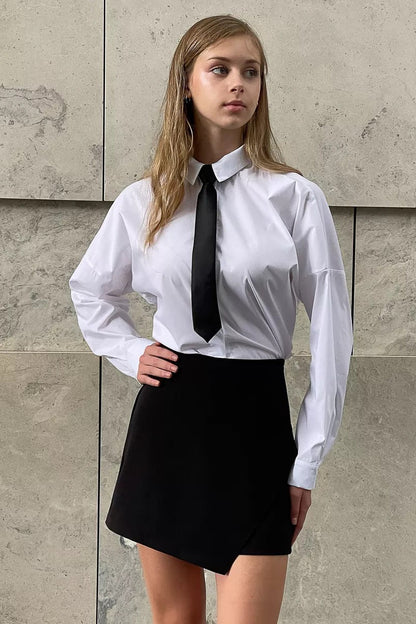 High Waist Asymmetric Slim Fit Casual Skort