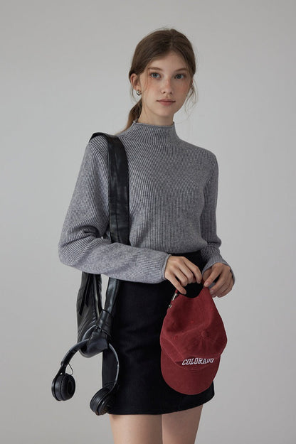 Mock Neck Fleece Lined Knit Top