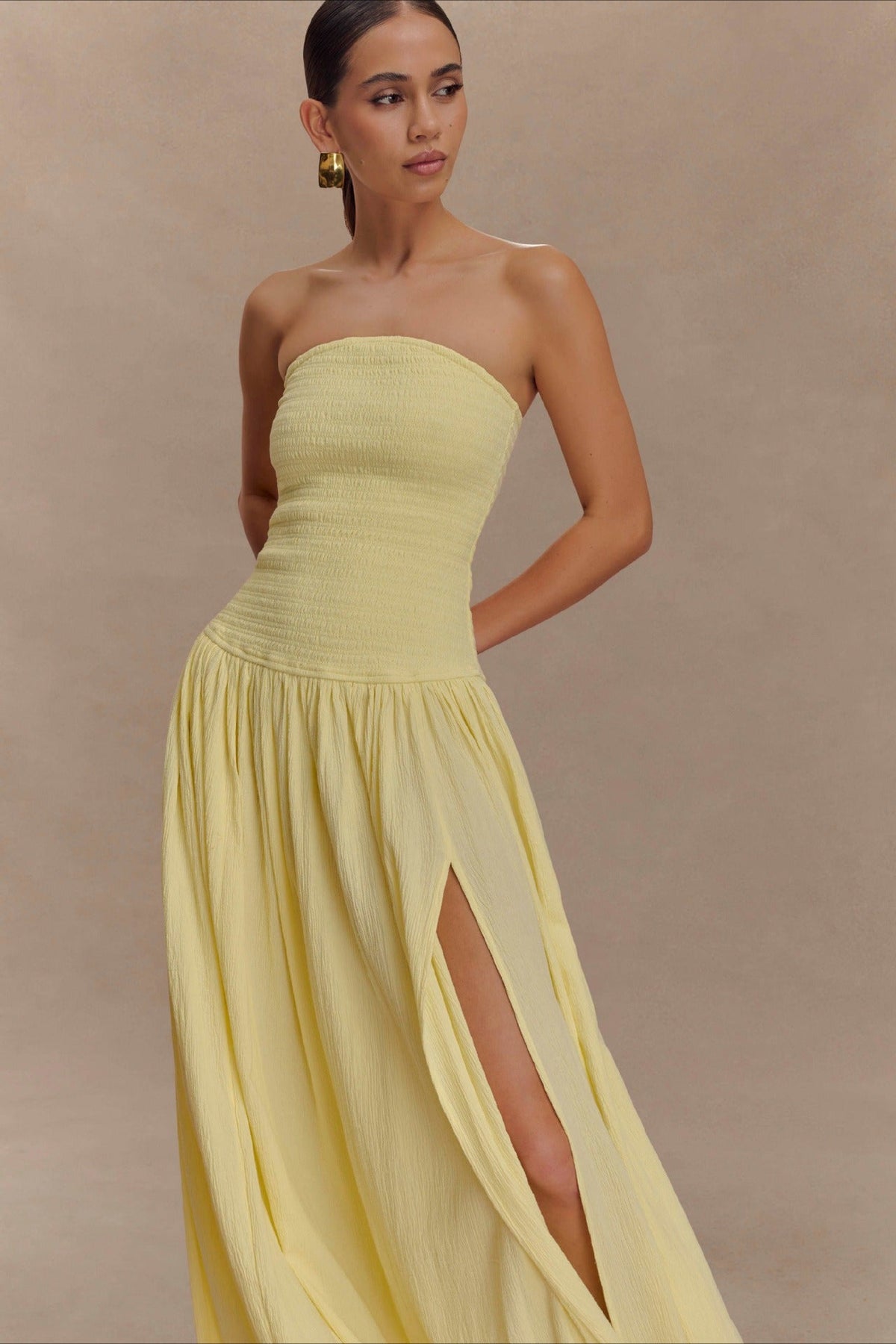 Solid Color Sleeveless Backless Ruched Corset Maxi Prom Dress