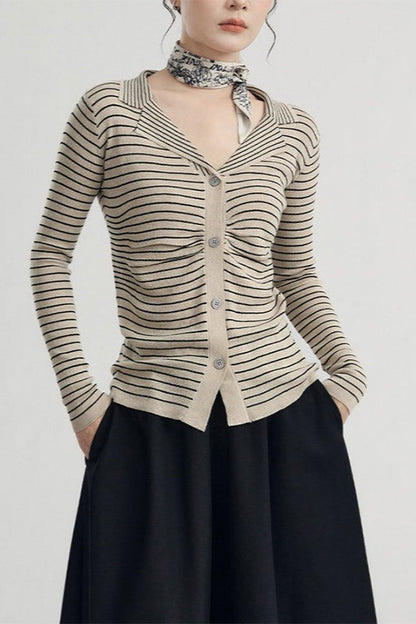 French Stripe Knit Cardigan
