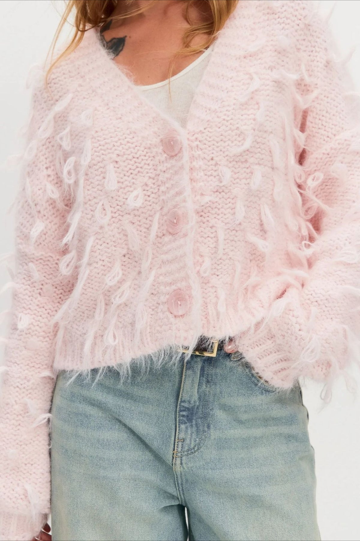 Slouchy V-Neck Tasseled Loose Solid Sweater