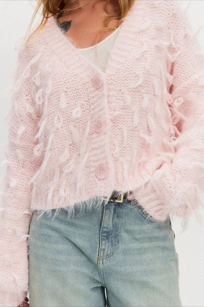 Slouchy V-Neck Tasseled Loose Solid Sweater