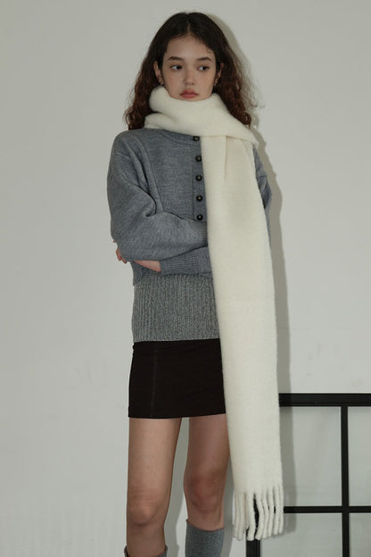 Glacier Blue Solid Wool Blend Scarf