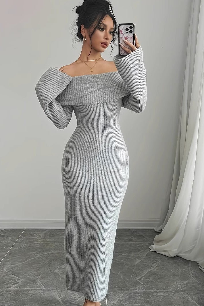 Long-Sleeve Knit Maxi Sweater Dress