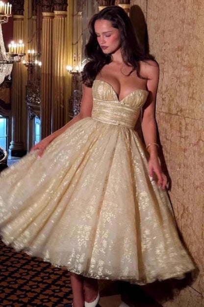 Metallic Lace Corset Tulle Prom Dress
