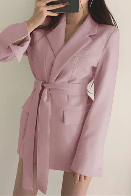 Belted Loose Fit Straight Blazer