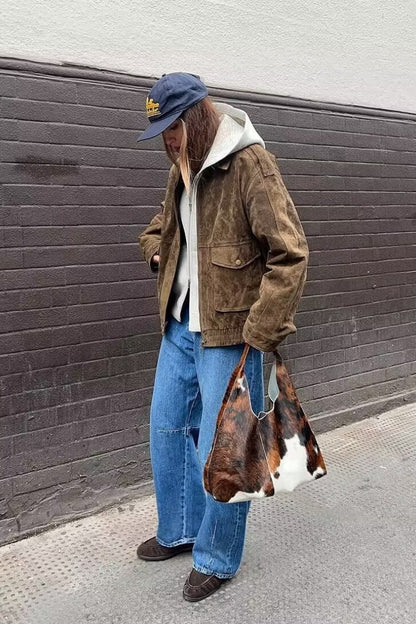 Retro Washed Aviator Style Jacket