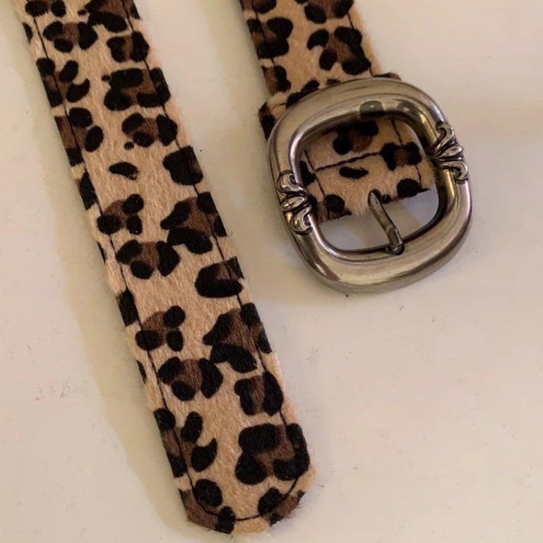 Leopard Print Haircalf Leather Waist Belt