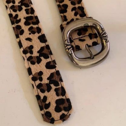 Leopard Print Haircalf Leather Waist Belt