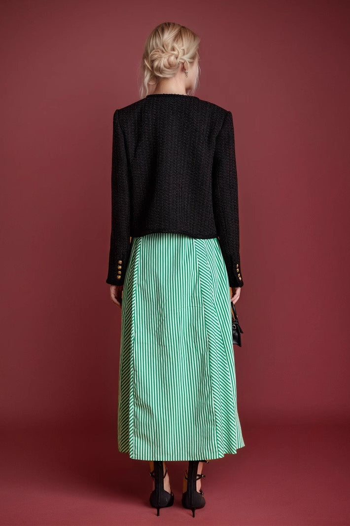 Short Tweed Long Sleeve Coat