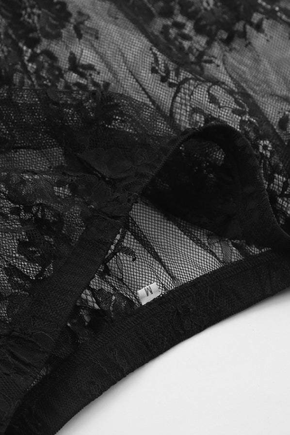 High Waist Black Sexy Lace Sheer Skirt