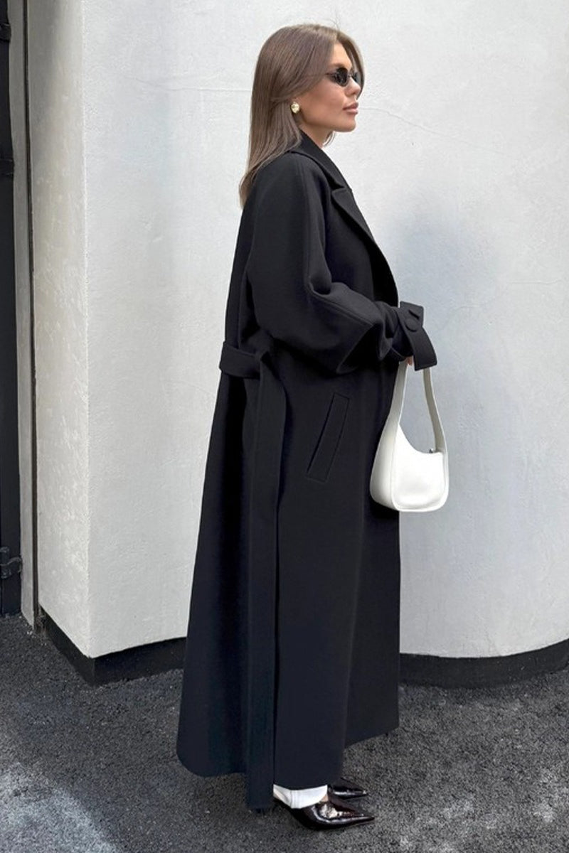 Long Belted Relaxed Overcoat
