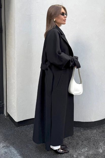 Long Belted Relaxed Overcoat