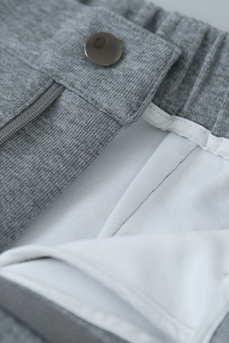 Relaxed Fit Curved Hem Thermal Knit Pants