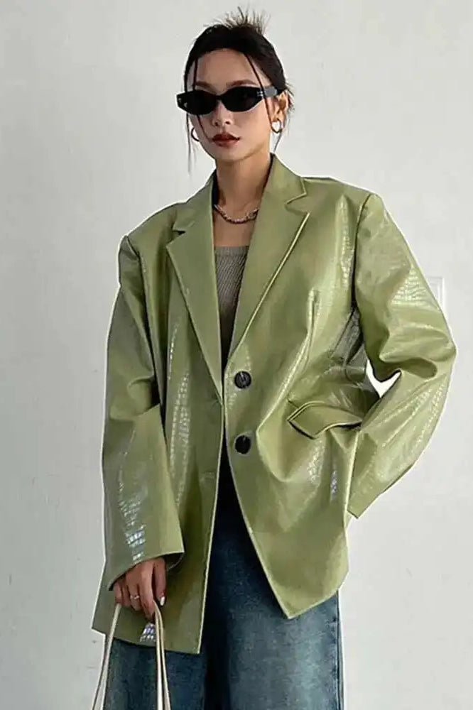 PU Leather Oversized Casual Blazer
