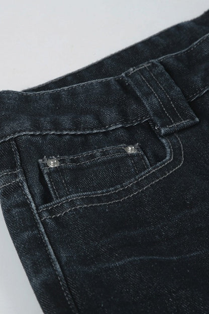 Deep Blue Straight Wide Leg Jeans
