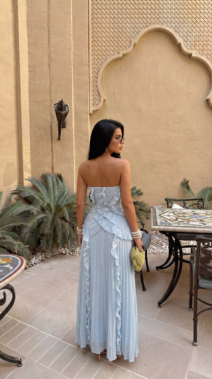 Riviera Strapless Ruffle Maxi Dress