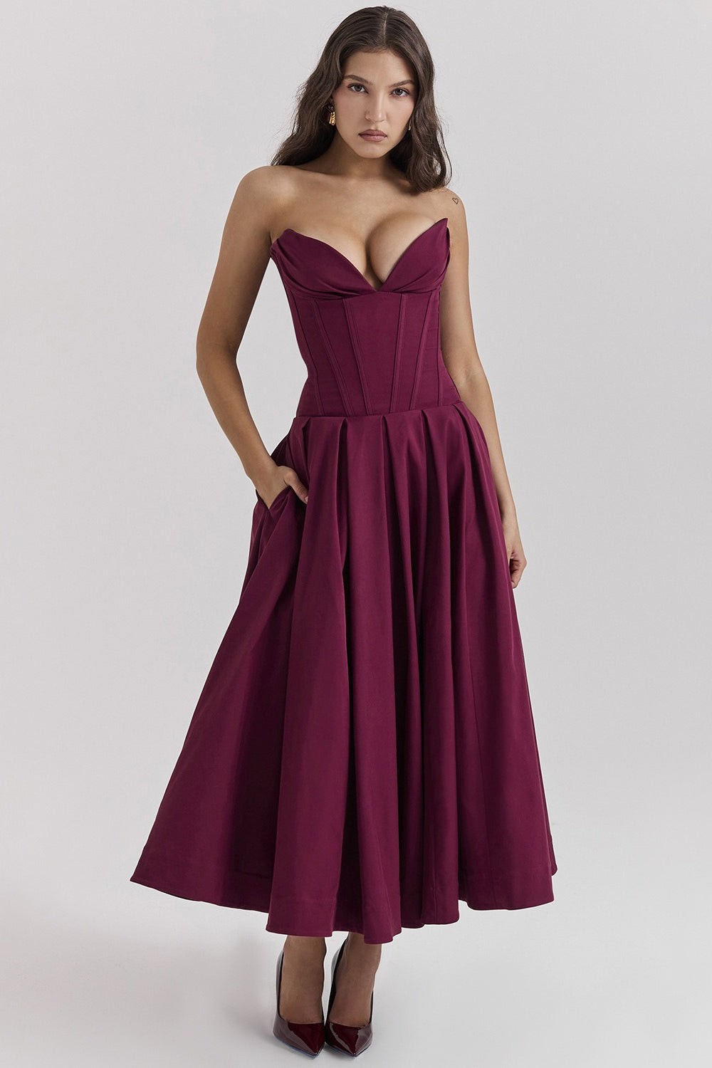 Deep V Low Rise Bodycon Prom Dress