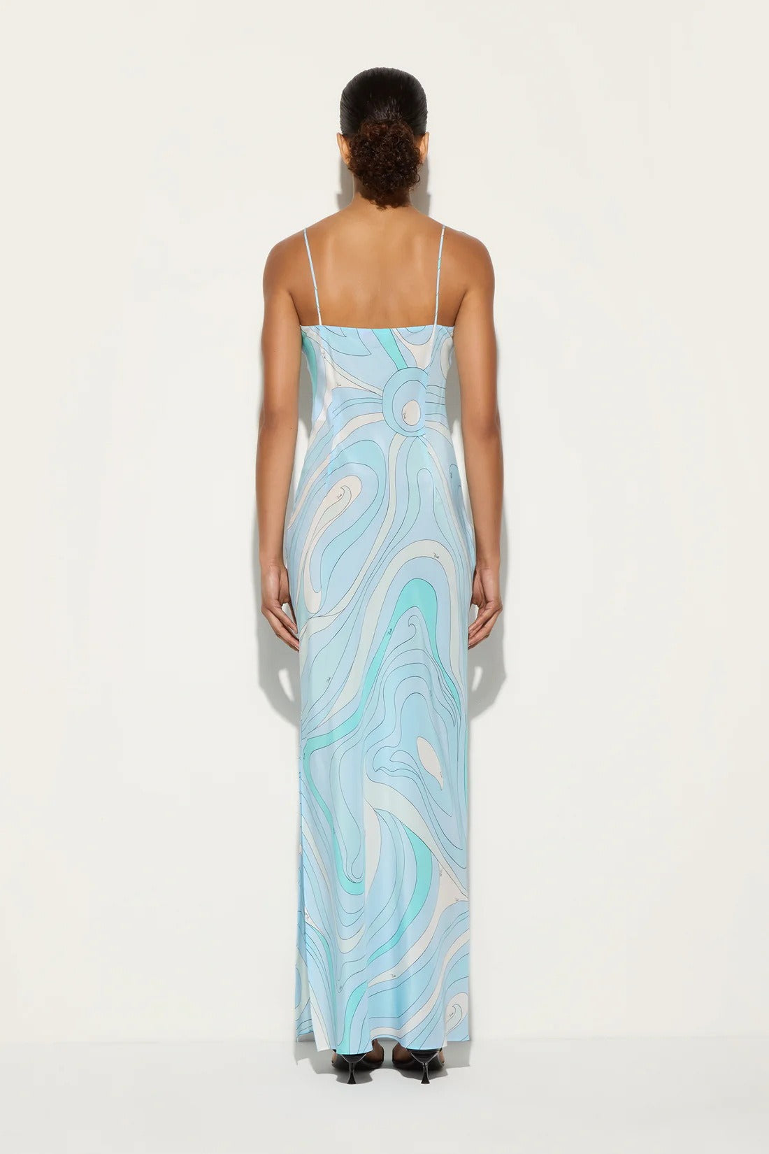 Printed Satin Cami Slit Silk Dress