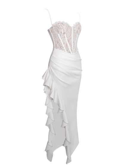 Junia White Lace Charming Corset Maxi Dress