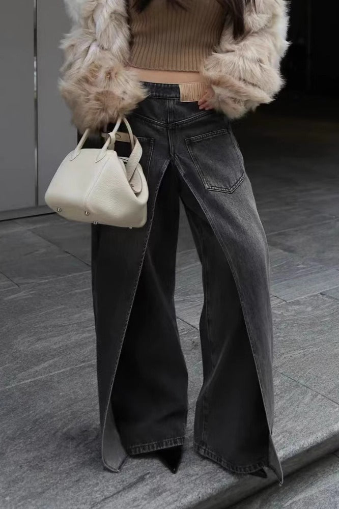 Reversible Deconstructed Wide Leg Jeans