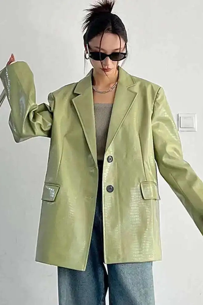 PU Leather Oversized Casual Blazer
