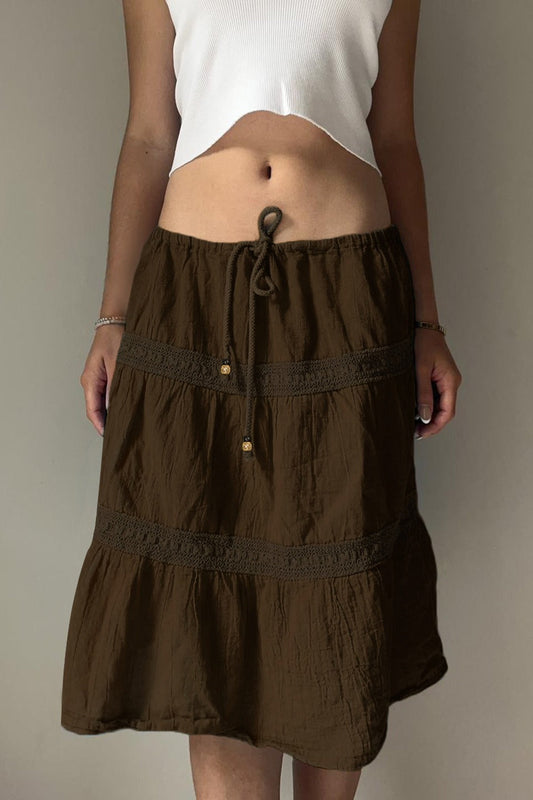 Vintage Lace Patchwork Beaded Boho Skirt