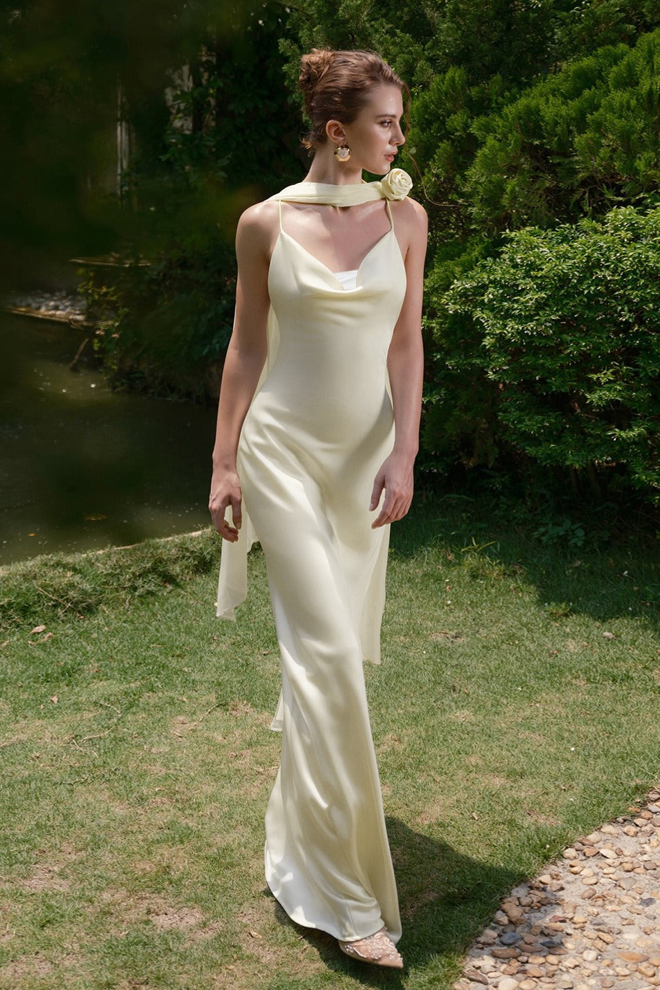 Satin Backless Tie Maxi Birthday Dress