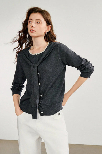 Shawl Layered Knit Cardigan