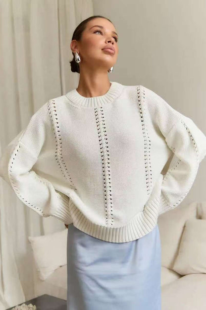 Casual Lace Knit Pullover Sweater