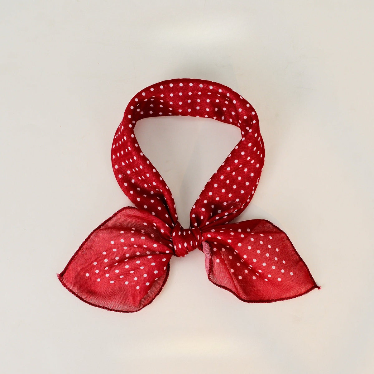 Polka Dot Faux Linen Square Hair Neck Sun Scarf