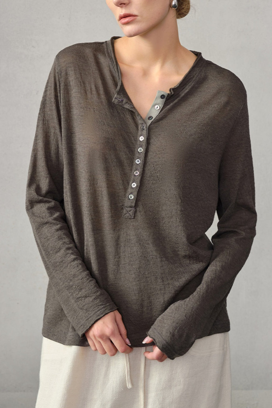 Color Block Placket Knit Top