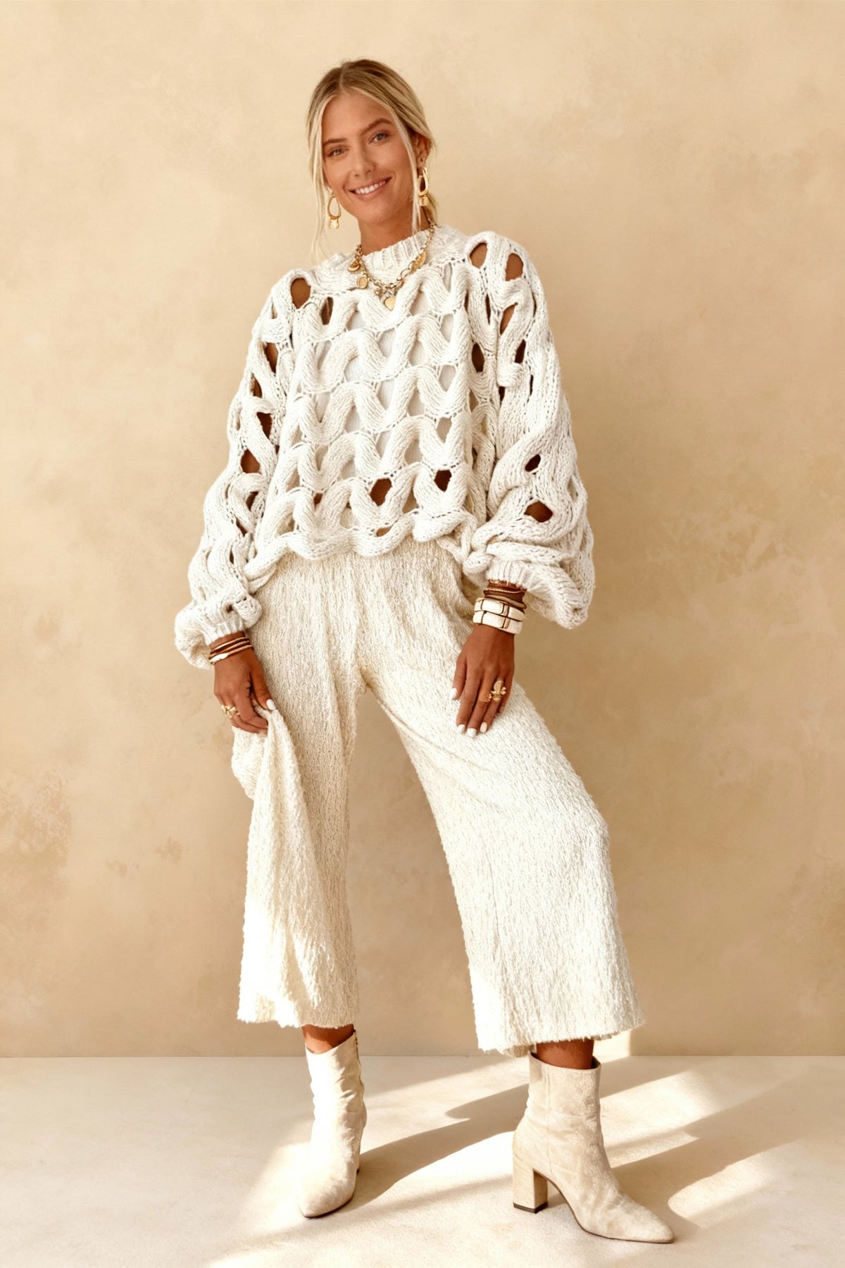 Crochet Knit Hollow Out Pullover Sweater