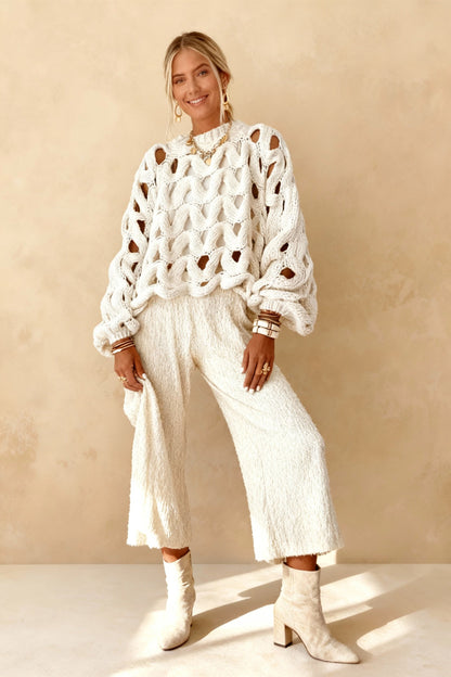 Crochet Knit Hollow Out Pullover Sweater
